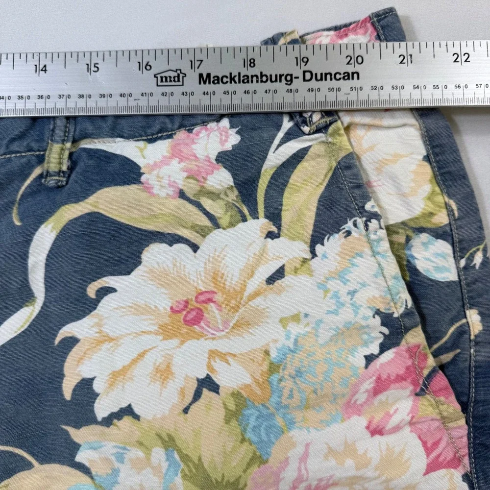 Polo Ralph Lauren Shorts Mens 42 Blue Floral Linen Cotton Straight Fit Beachwear